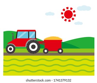 Ilustración vectorial del tractor, coche de explotación agrícola .