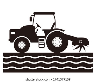 Ilustración vectorial del tractor, coche de explotación agrícola .