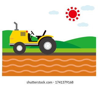 Vector illustration of tractor, car for farm work .