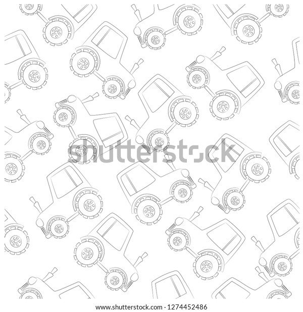 vector illustration\
tractor coloring\
pattern