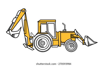 Vector illustration of tractor excavator