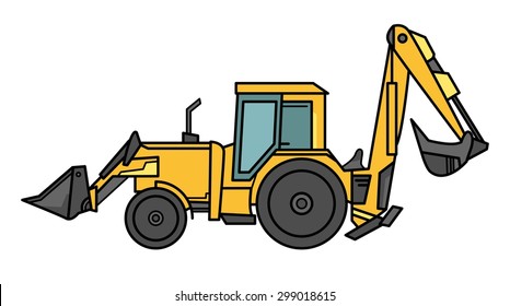 Vector illustration of tractor excavator
