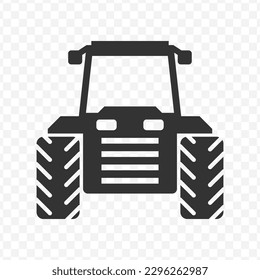 Vector illustration of tractor icon in dark color and transparent background(png).