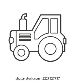 Vector Illustration of a tractor. Icon style with black outline. Logo design. Coloring book for children