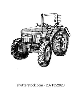 Vector illustration, tractor isolated on white background.