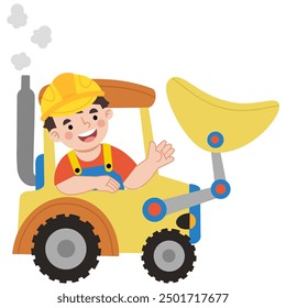 Vector illustration of tractor operator