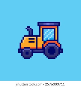 Vector Illustration of Tractor with Pixel Art Design, perfect for game assets themed designs