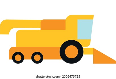 Ilustración vectorial de un tractor, cosechador de trigo, medios de transporte de la industria agrícola. Combina cosechadora.