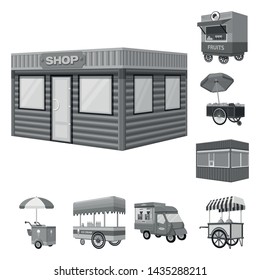 Vector illustration of trade and food sign. Set of trade and tent stock vector illustration.