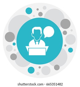 Vector Illustration Of Trade Symbol On Speech Icon. Premium Quality Isolated Talking Man Element In Trendy Flat Style.