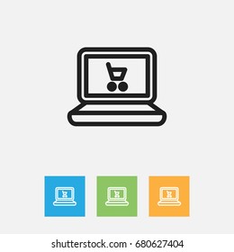 Vector Illustration Of Trade Symbol On Web Trading Outline. Premium Quality Isolated Online Shopping Element In Trendy Flat Style.