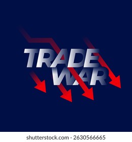 Ilustración vectorial de fondo de la guerra comercial con flechas hacia abajo