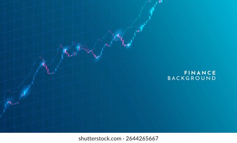 Vector illustration. Trading charts and graphs with glowing bars. Futuristic, tech style background. Design for website template, web banner, horizontal wallpaper. Modern financial data visualization