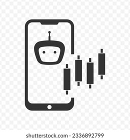 Vector illustration of trading robots icon in dark color and transparent background(PNG).