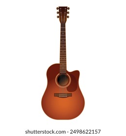 Vector illustration of a traditional acoustic guitar with a sunburst finish, isolated on a white background