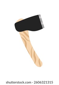 Vector illustration traditional ax featuring a smooth wooden handle and a sharp metallic blade isolated on white background 