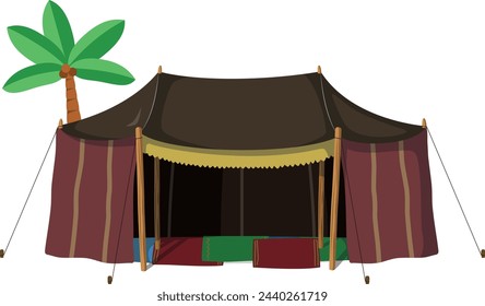 Vector illustration of a traditional Berbers Haima house in cartoon style isolated on white background. Traditional Houses of the World Series