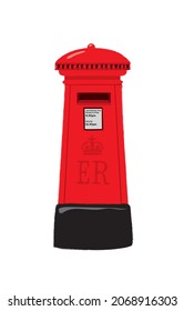 Vector illustration of a traditional British red post box