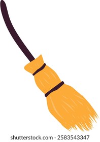 A vector illustration of a traditional witch’s broom with a wooden handle and straw bristles, symbolizing magic and Halloween. Perfect for spooky designs, decorations, invitations, and fantasy-themed 