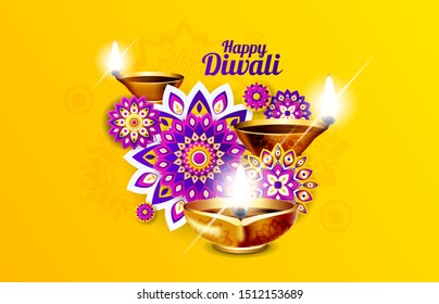 Vector illustration. traditional celebration of happy diwali. Deepavali light and fire festival. Diwali design frame. Sanskrit translation: Diwali.