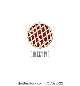 Vector illustration with traditional cherry pie.