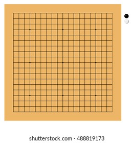 Vector illustration traditional chinese, japanese strategy board game. Go game or igo. Go board, yundzi.