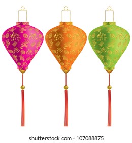 Vector illustration of Traditional Chinese lanterns isolated on a white background.