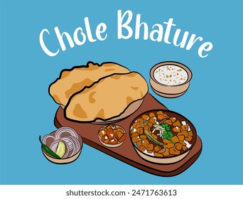 Vector illustration of traditional Chole bhature indian food