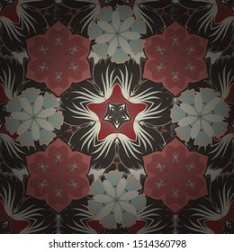 Vector illustration. Traditional classic pattern in gray, beige and pink colors. Abstract ornament seamless pattern in the style of baroque.