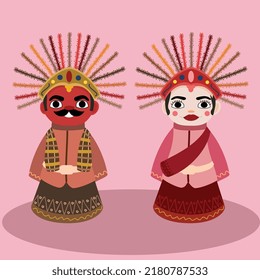 Vector illustration, traditional clothing of the Betawi tribe, DKI Jakarta