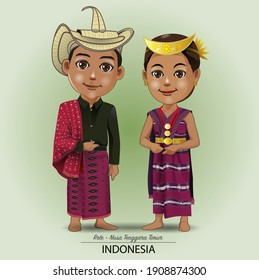 Vector illustration. traditional clothing of the Rote tribe, East Nusa Tenggara