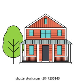 vector illustration of traditional cottage