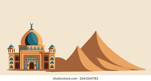 Ilustración vectorial de un palacio oriental tradicional