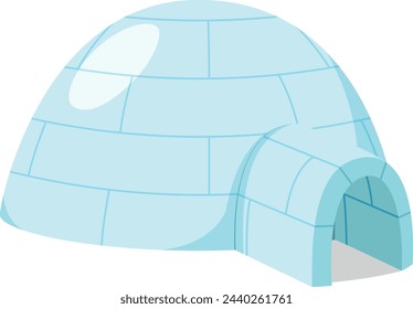 Vector illustration of a traditional eskimo Igloo in cartoon style isolated on white background. Traditional Houses of the World Series