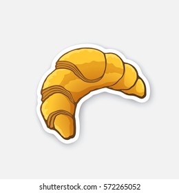 Vector illustration. Traditional French breakfast croissant. Cartoon sticker in comics style with contour. Decoration for greeting cards, posters, patches, prints for clothes, emblems