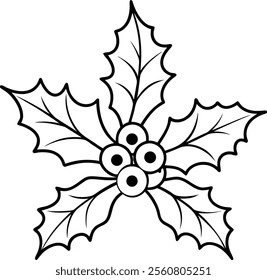 Vector illustration of traditional holly leaves and berries
