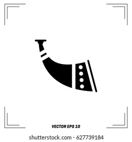 Vector illustration traditional hunting horn. Hunter equipment