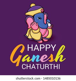 Vector illustration for Traditional Indian Festival Celebrate Happy Ganesh Chaturthi. Abstract text Space Background.