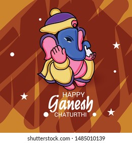 Vector illustration for Traditional Indian Festival Celebrate Happy Ganesh Chaturthi. Abstract text Space Background.