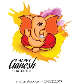 Vector illustration for Traditional Indian Festival Celebrate Happy Ganesh Chaturthi. Abstract text Space Background.