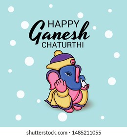 Vector illustration for Traditional Indian Festival Celebrate Happy Ganesh Chaturthi. Abstract text Space Background.