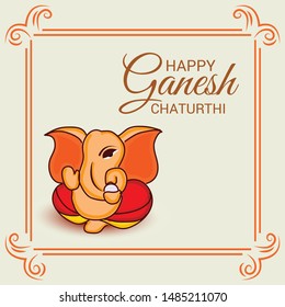 Vector illustration for Traditional Indian Festival Celebrate Happy Ganesh Chaturthi. Abstract text Space Background.