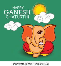 Vector illustration for Traditional Indian Festival Celebrate Happy Ganesh Chaturthi. Abstract text Space Background.