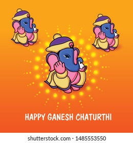 Vector illustration for Traditional Indian Festival Celebrate Happy Ganesh Chaturthi. Abstract text Space Background.