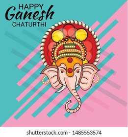 Vector illustration for Traditional Indian Festival Celebrate Happy Ganesh Chaturthi. Abstract text Space Background.
