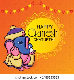 Vector illustration for Traditional Indian Festival Celebrate Happy Ganesh Chaturthi. Abstract text Space Background.