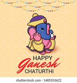 Vector illustration for Traditional Indian Festival Celebrate Happy Ganesh Chaturthi. Abstract text Space Background.