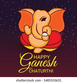 Vector illustration for Traditional Indian Festival Celebrate Happy Ganesh Chaturthi. Abstract text Space Background.