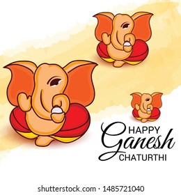 Vector illustration for Traditional Indian Festival Celebrate Happy Ganesh Chaturthi. Abstract text Space Background.