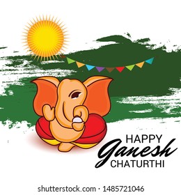 Vector illustration for Traditional Indian Festival Celebrate Happy Ganesh Chaturthi. Abstract text Space Background.